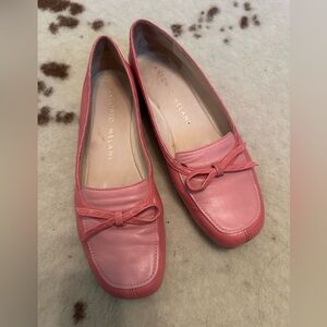 Antonio Melani Vintage Pretty n Pink Leather Ballet Flats Slip On Loafers Sz 8.5